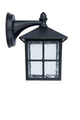 Project Source 2-Pack 8.77-in H Matte Black Outdoor Wall Lanterns, Medium Base (E-26) with Seeded Glass