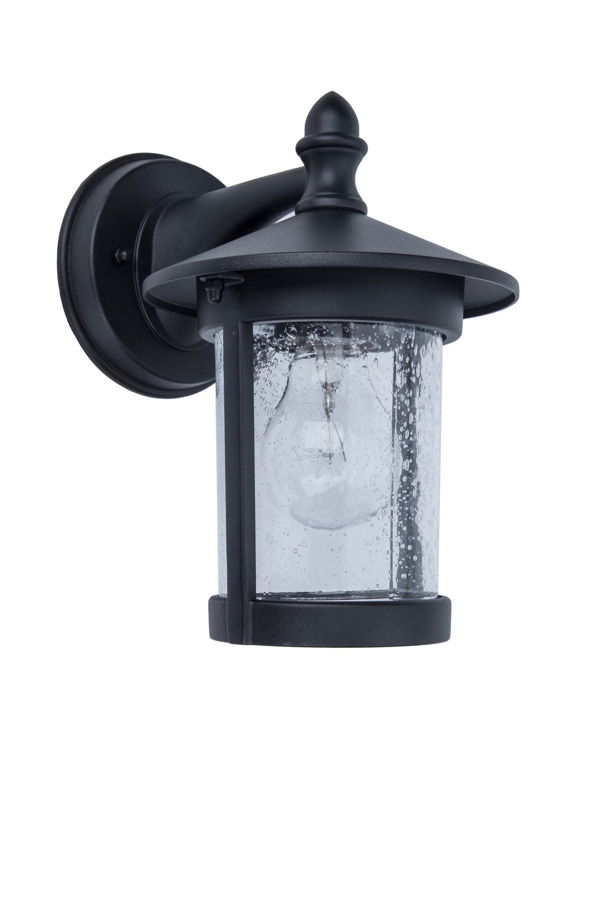 Project Source 2-Pack 8.78-in H Matte Black Outdoor Wall Lanterns with Seeded Glass, Medium Base (E-26)