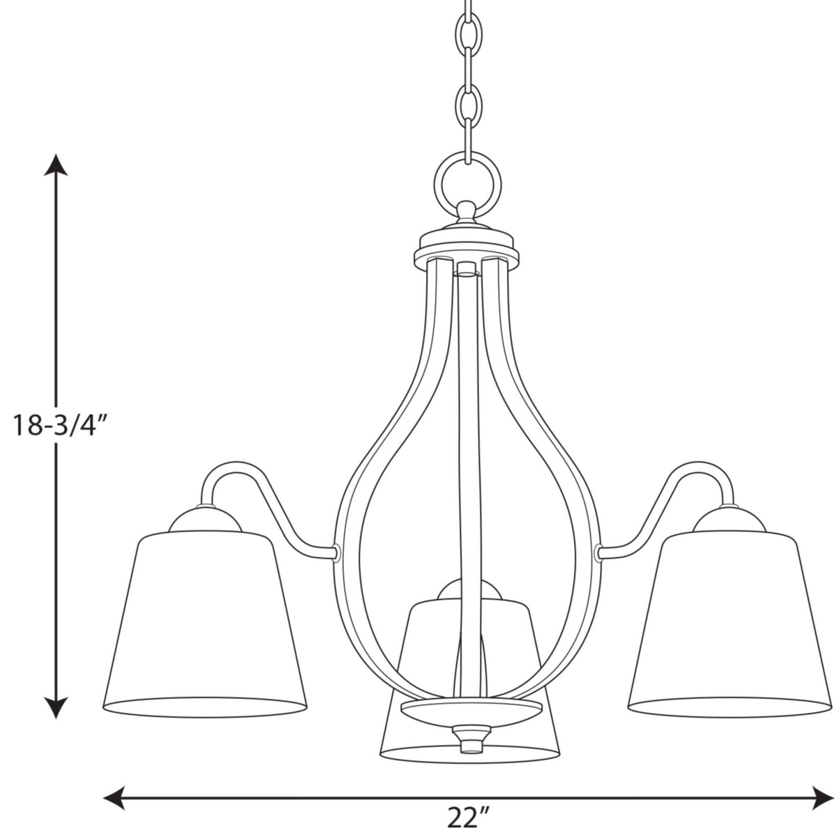 Progress Lighting Arden 3-Light Antique Bronze Transitional Chandelier