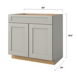 allen + roth Stonewall 36-in W x 34.5-in H x 24-in D Stone 1-Drawer Base Fully Assembled Cabinet (Flat Panel Shaker Style)