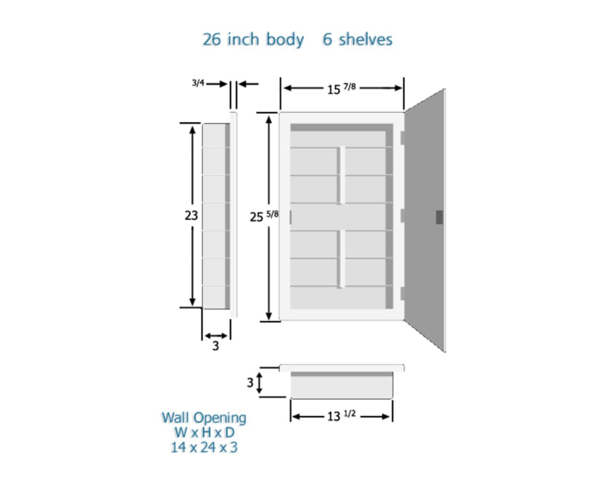 Zaca Capella 16-in x 26-in Recessed Mount White Mirrored Medicine Cabinet