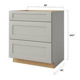 allen + roth Stonewall 30-in W x 34.5-in H x 24-in D Stone 3-Drawer Base Fully Assembled Cabinet (Flat Panel Style)