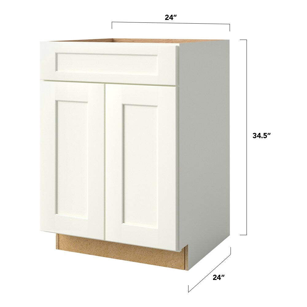 allen + roth Aveley 24-in W x 34.5-in H x 24-in D Linen 1-Drawer Base Fully Assembled Cabinet (Flat Panel Shaker Style)