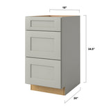 allen + roth Stonewall 18-in W x 34.5-in H x 24-in D Stone 3-Drawer Base Fully Assembled Cabinet (Flat Panel Style)