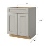 allen + roth Stonewall 24-in W x 34.5-in H x 24-in D Stone 1-Drawer Base Fully Assembled Cabinet (Flat Panel Shaker Style)