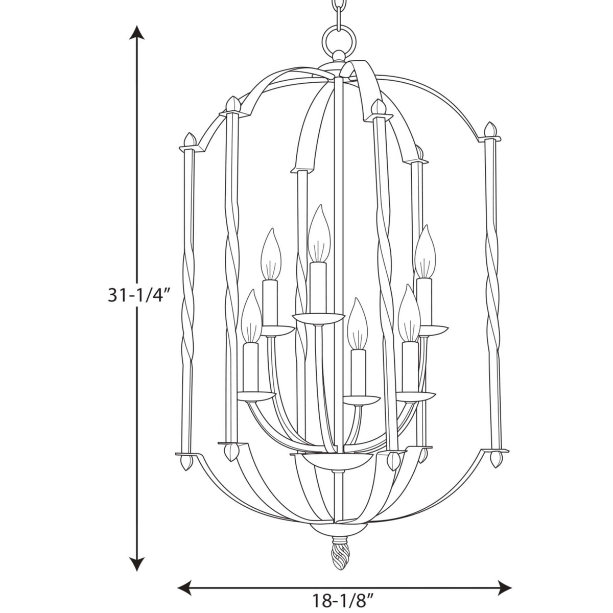 Progress Lighting Greyson 6-Light Black Rustic Chandelier