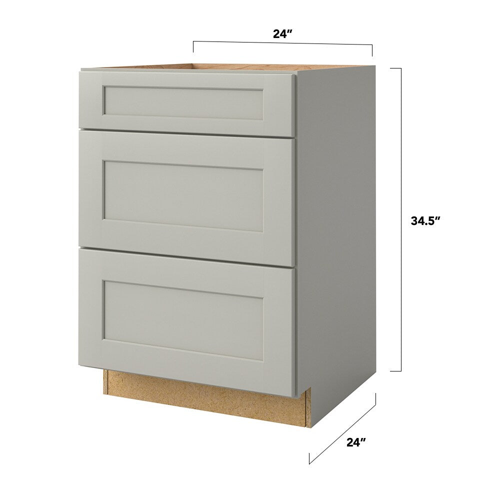 allen + roth Stonewall 24-in W x 34.5-in H x 24-in D Stone 3-Drawer Base Fully Assembled Cabinet (Flat Panel Style)