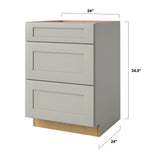 allen + roth Stonewall 24-in W x 34.5-in H x 24-in D Stone 3-Drawer Base Fully Assembled Cabinet (Flat Panel Style)