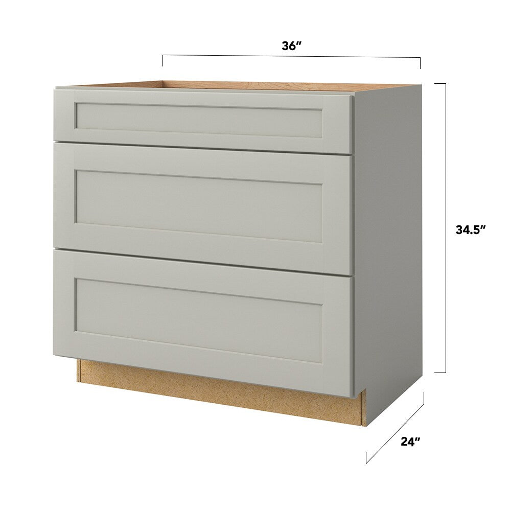 allen + roth Stonewall 36-in W x 34.5-in H x 24-in D Stone 3-Drawer Base Fully Assembled Cabinet (Flat Panel Style)