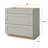 allen + roth Stonewall 36-in W x 34.5-in H x 24-in D Stone 3-Drawer Base Fully Assembled Cabinet (Flat Panel Style)