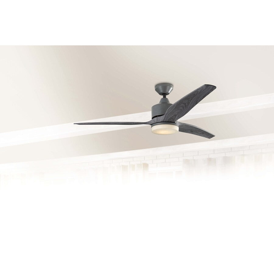 Harbor Breeze Fairwind 60-in Gray LED Indoor/Outdoor Ceiling Fan with Light Kit and Remote (3-Blade)