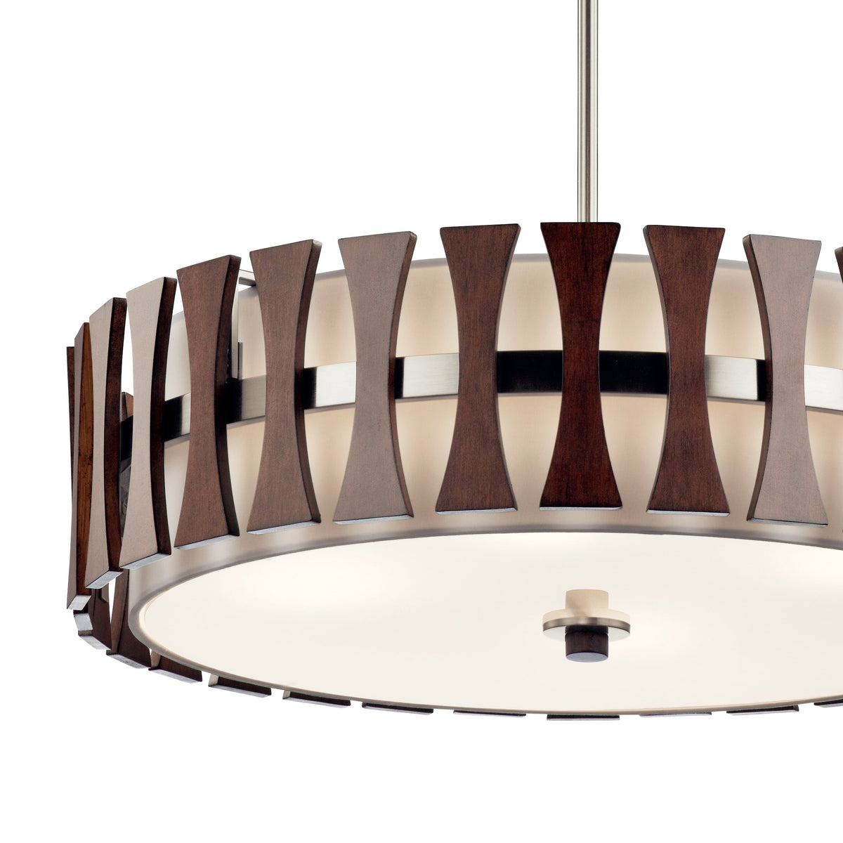 Kichler Cirus 4-Light Auburn Stained Transitional Etched Glass Drum Large Hanging Pendant Light