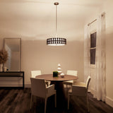 Kichler Cirus 4-Light Auburn Stained Transitional Etched Glass Drum Large Hanging Pendant Light