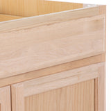 Project Source Oak Brook 36-in W x 35-in H x 23.75-in D Natural Unfinished Oak 1-Drawer Base Fully Assembled Cabinet (Flat Panel Square Style)