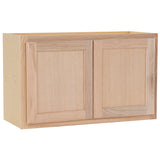 Project Source Oak Brook 30-in W x 18-in H x 12-in D Natural Unfinished Oak Wall Fully Assembled Cabinet (Flat Panel Square Door Style)