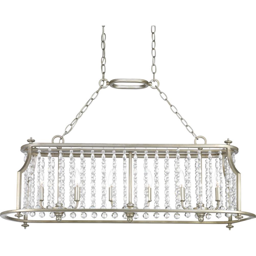 Progress Lighting Desiree 6-Light Silver Ridge Glam Linear Kitchen Island Light, 38-in