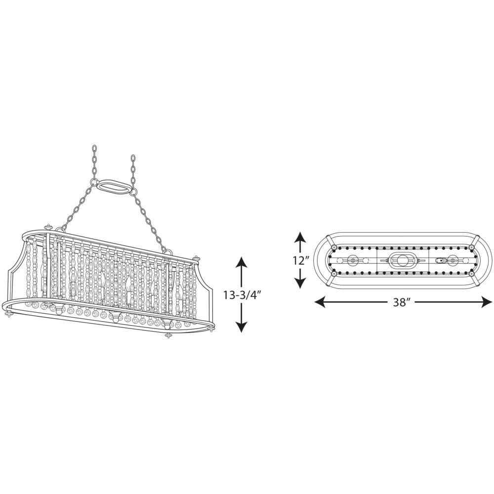 Progress Lighting Desiree 6-Light Silver Ridge Glam Linear Large Hanging Kitchen Island Light