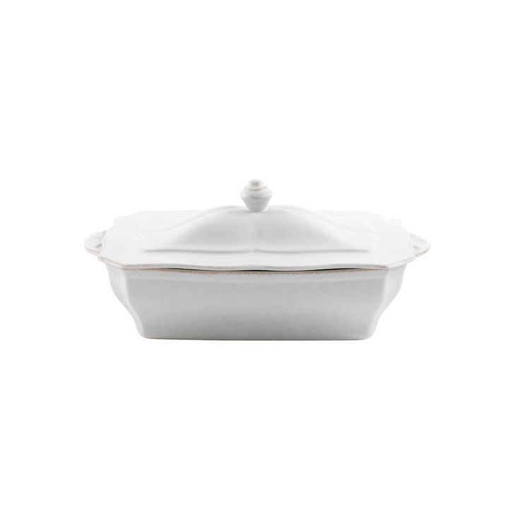 Impressions 12.75 in. 62.5 fl. oz. White Stoneware Covered Casserole