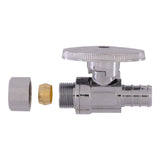 SharkBite Chrome 1/2-in PEX Barb x 3/8-in OD Compression Quarter Turn Straight Valve