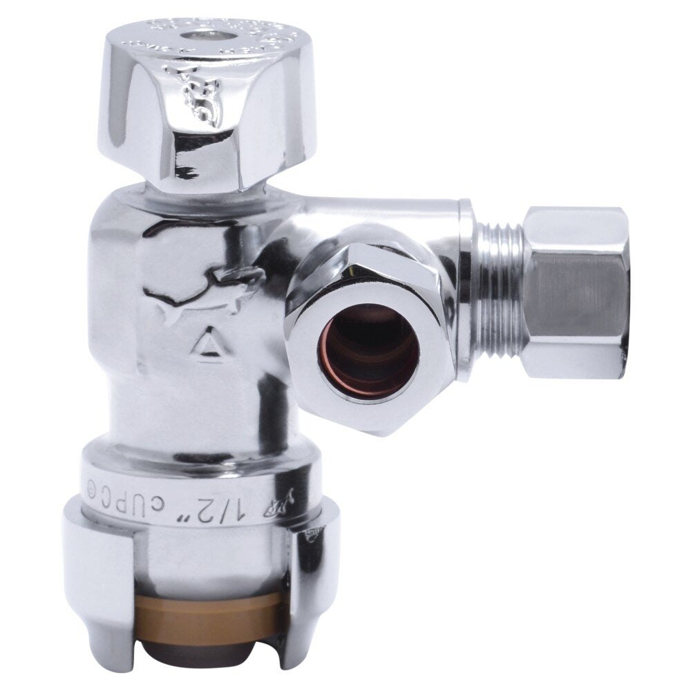 SharkBite Brass 1/2-in Push-to-Connect x 3/8-in OD Compression Quarter Turn Angle Valve