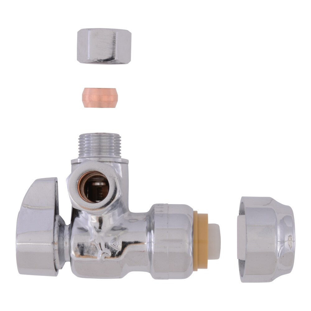 SharkBite Brass 1/2-in Push-to-Connect x 3/8-in OD Compression Quarter Turn Angle Valve