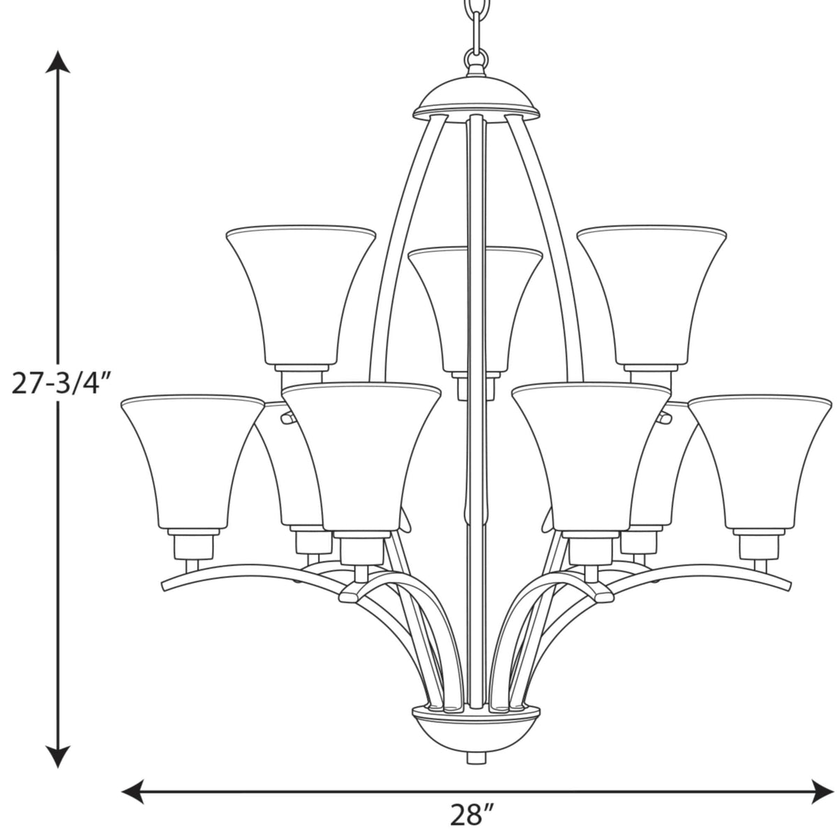 Progress Lighting Joy 9-Light Antique Bronze Traditional Chandelier