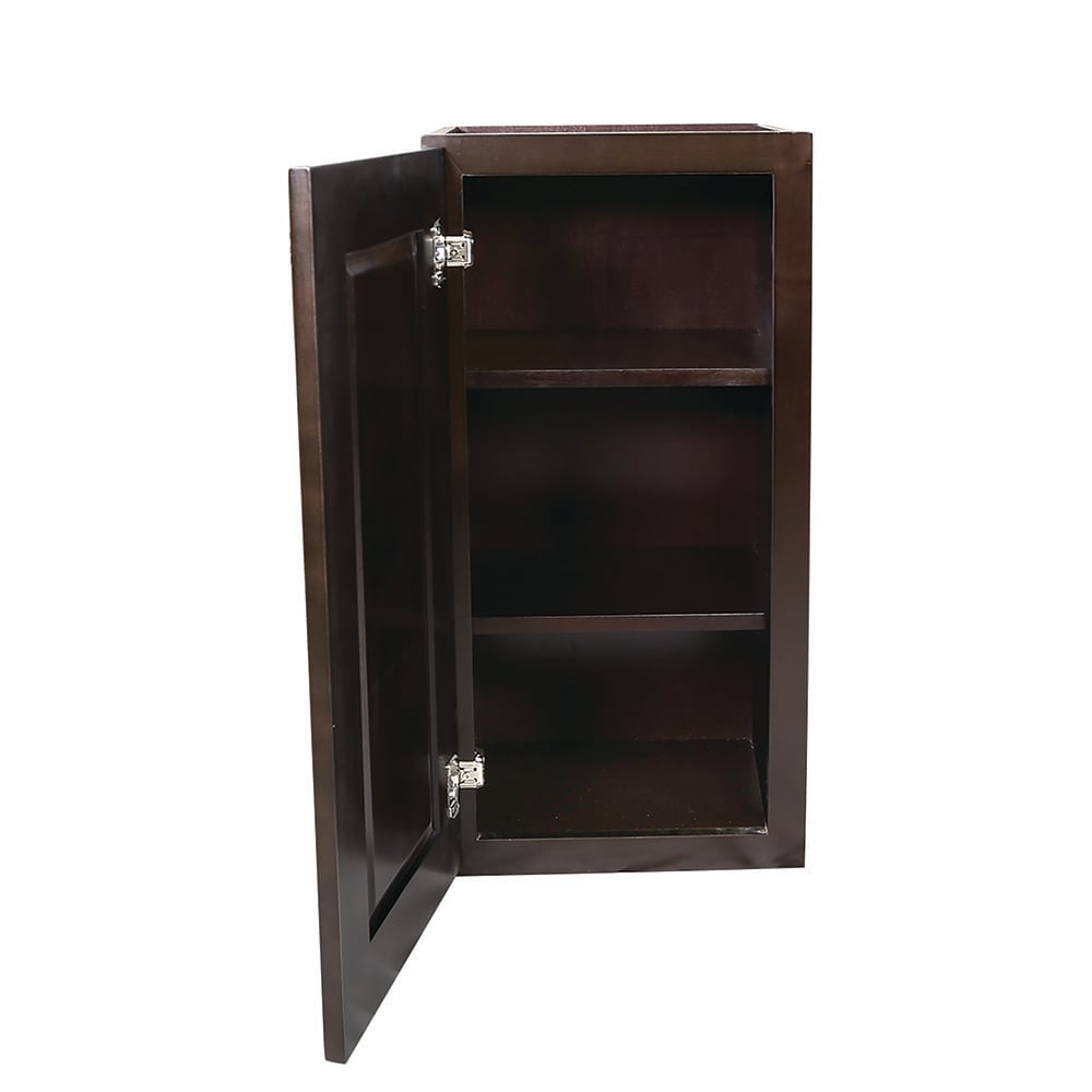 Design House Brookings 12-in W x 36-in H x 12-in D Espresso Maple Wall Ready To Assemble Plywood Cabinet (Recessed Panel Shaker Door Style)