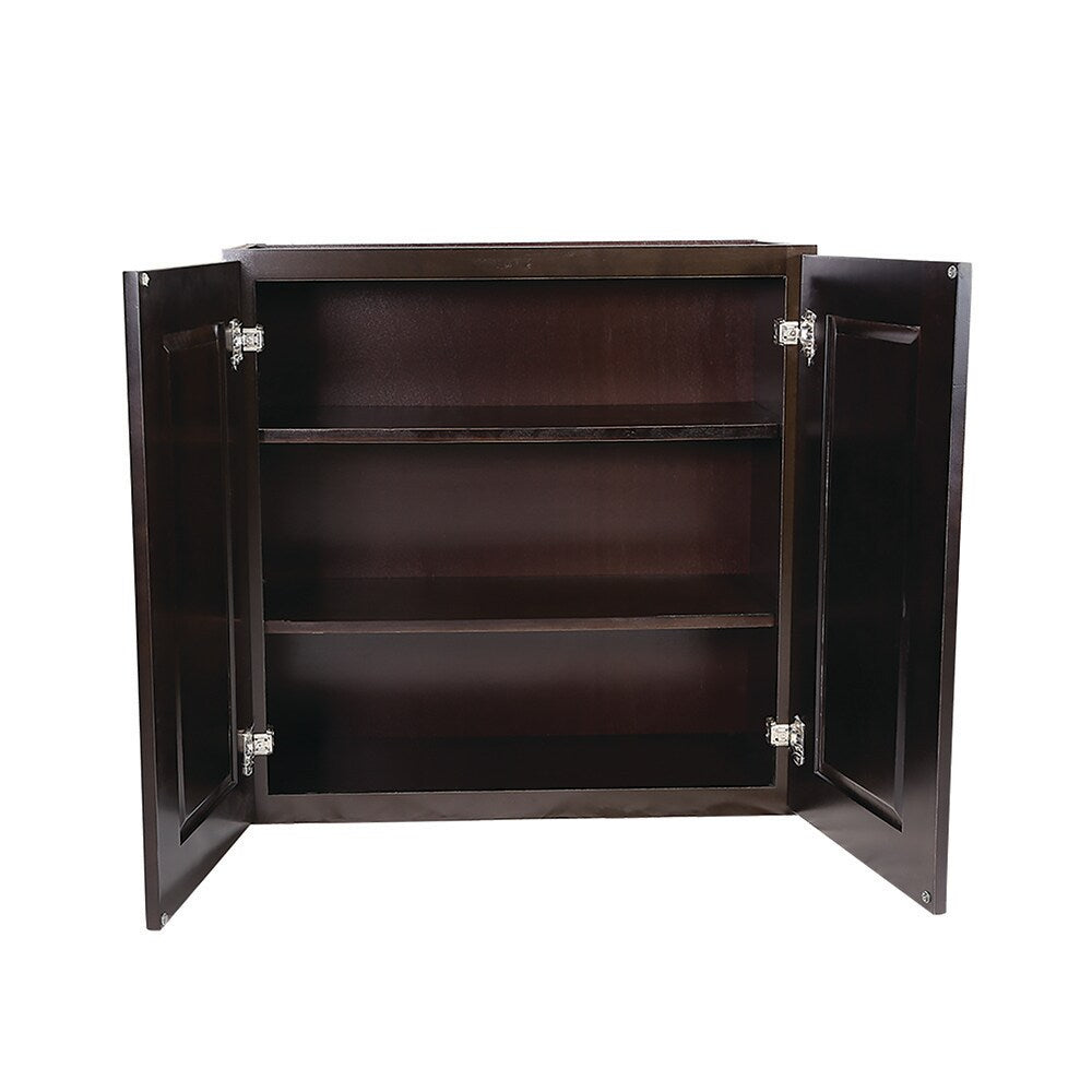 Design House Brookings 24-in W x 36-in H x 12-in D Espresso Maple Wall Ready To Assemble Plywood Cabinet (Recessed Panel Shaker Door Style)