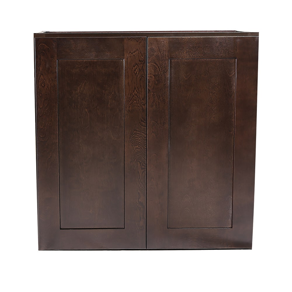 Design House Brookings 24-in W x 36-in H x 12-in D Espresso Maple Wall Ready To Assemble Plywood Cabinet (Recessed Panel Shaker Door Style)
