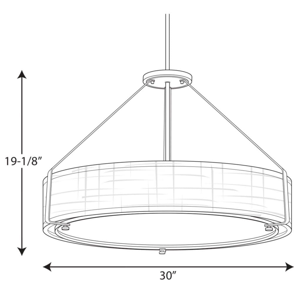 Progress Lighting Ratio 6-Light Brushed Nickel Modern/Contemporary Etched Glass Drum Large Hanging Pendant Light