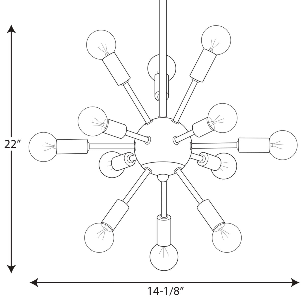 Progress Lighting Ion 12-Light Brushed Bronze Transitional Chandelier