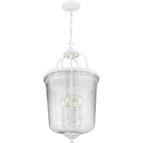 Progress Lighting Bowman 4-Light Cottage White Coastal Clear Glass Bell Medium Hanging Pendant Light