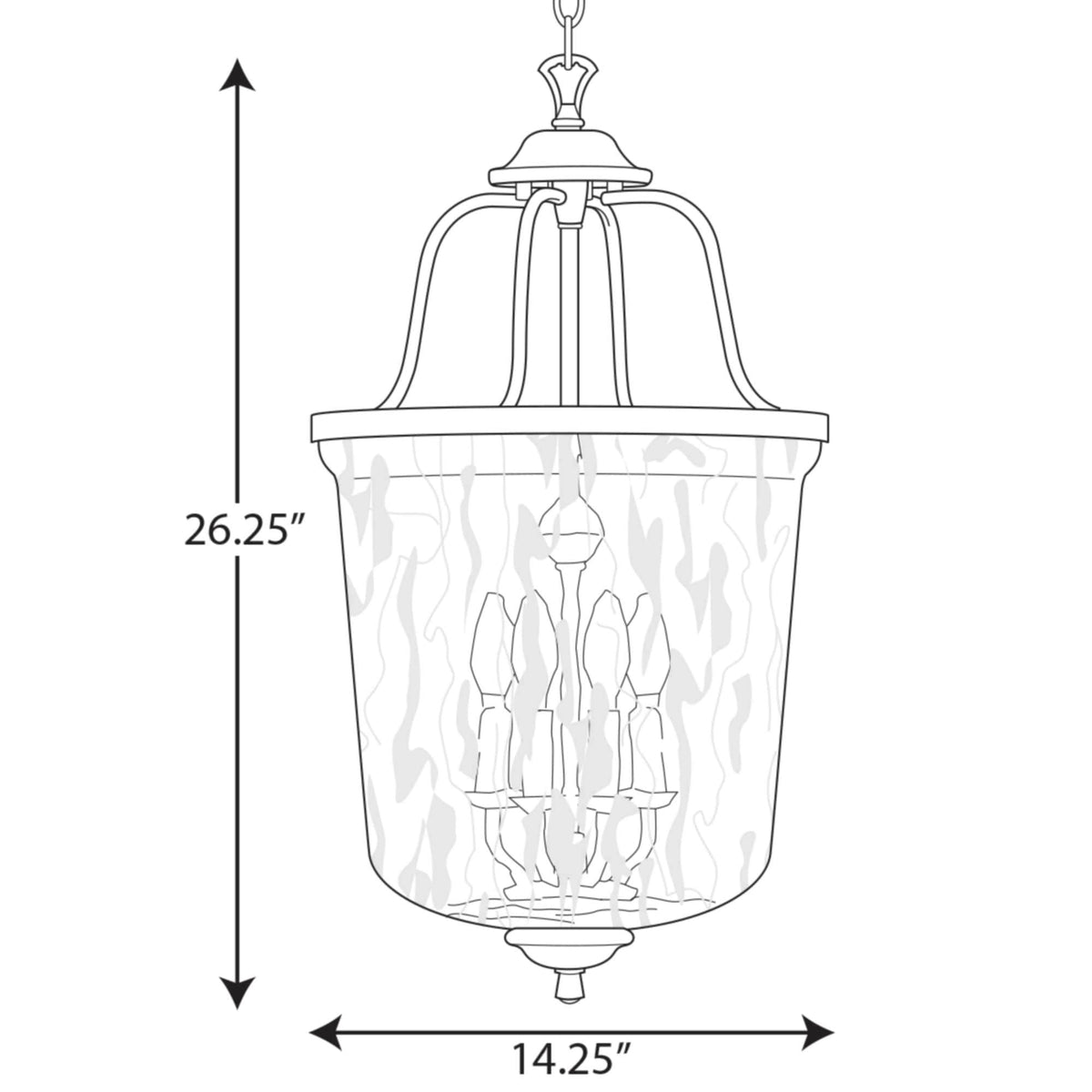 Progress Lighting Bowman 4-Light Cottage White Coastal Clear Glass Bell Medium Hanging Pendant Light