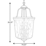 Progress Lighting Bowman 4-Light Cottage White Coastal Clear Glass Bell Medium Hanging Pendant Light