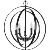 Progress Lighting Equinox 5-Light Matte Black Transitional Chandelier