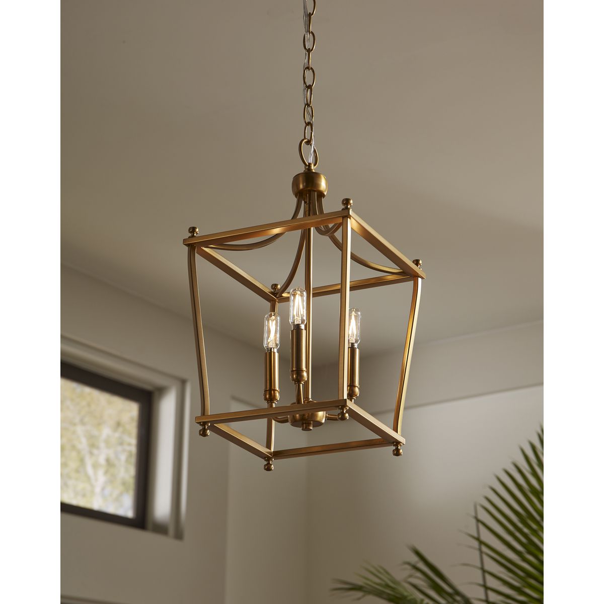 Progress Lighting Parkhurst 3-Light Brushed Bronze Traditional Lantern Medium Hanging Pendant Light