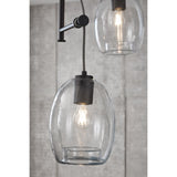 Progress Lighting Caisson 3-Light Graphite Bohemian/Global Clear Glass Globe Large Hanging Pendant Light