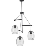 Progress Lighting Caisson 3-Light Graphite Bohemian/Global Clear Glass Globe Large Hanging Pendant Light