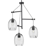 Progress Lighting Caisson 3-Light Graphite Bohemian/Global Clear Glass Globe Large Hanging Pendant Light