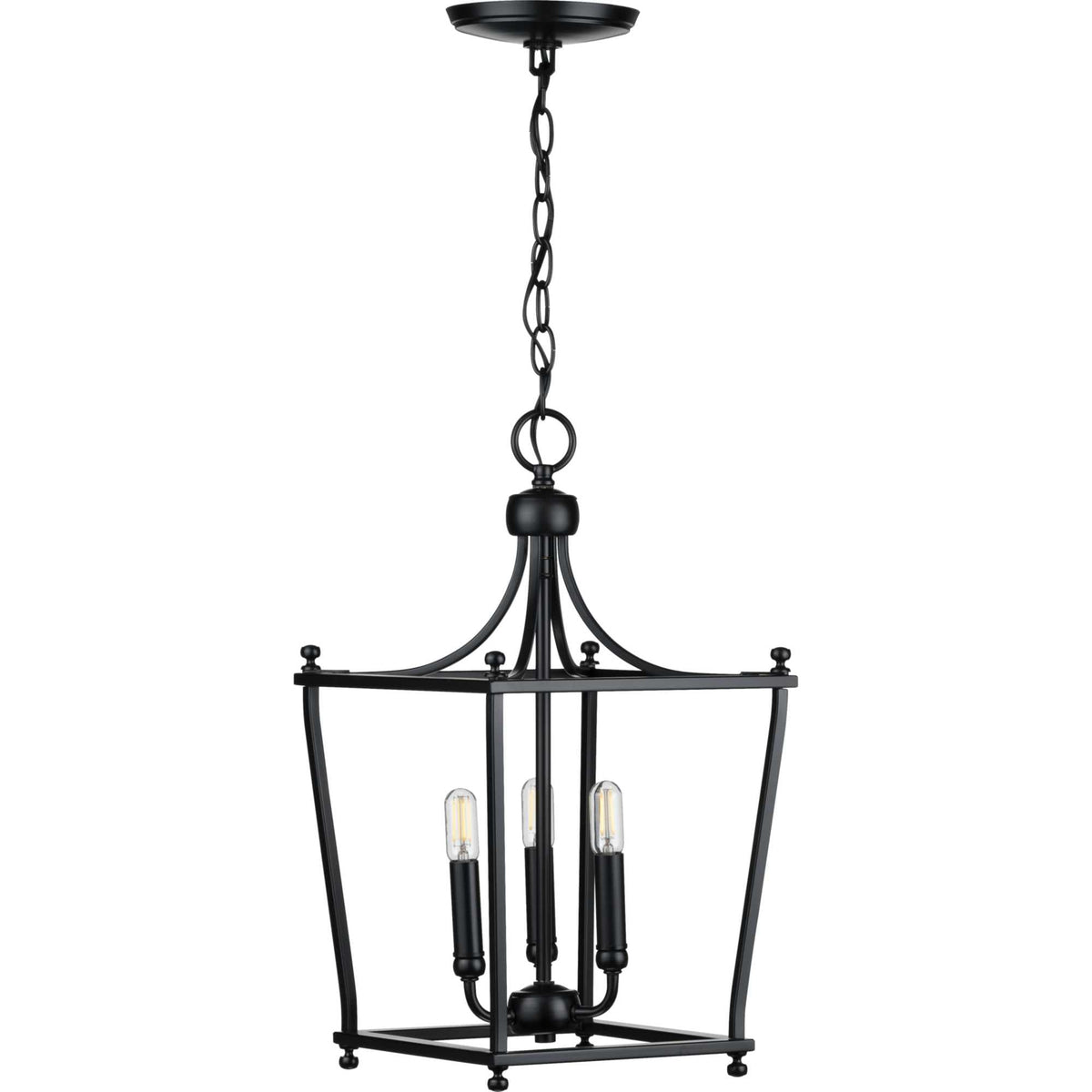 Progress Lighting Parkhurst 3-Light Matte Black Traditional Lantern Medium Hanging Pendant Light