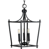 Progress Lighting Parkhurst 3-Light Matte Black Traditional Lantern Medium Hanging Pendant Light