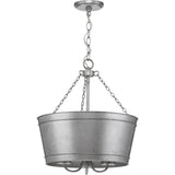Progress Lighting Galveston 3-Light Galvanized Farmhouse Seeded Glass Cylinder Medium Hanging Pendant Light