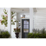 Progress Lighting Galveston 3-Light Galvanized Farmhouse Seeded Glass Cylinder Medium Hanging Pendant Light