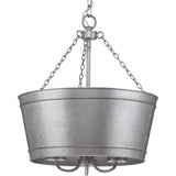 Progress Lighting Galveston 3-Light Galvanized Farmhouse Seeded Glass Cylinder Medium Hanging Pendant Light