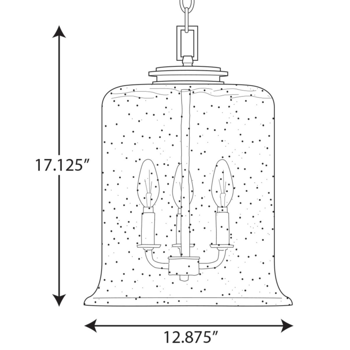 Progress Lighting Winslett 3-Light Brushed Nickel Coastal Seeded Glass Cylinder Medium Hanging Pendant Light