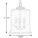 Progress Lighting Winslett 3-Light Brushed Nickel Coastal Seeded Glass Cylinder Medium Hanging Pendant Light