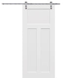 32 in. x 80 in. Primed Composite Craftsman Smooth Surface Solid Core Sliding Barn Door with Hardware Kit - Super Arbor