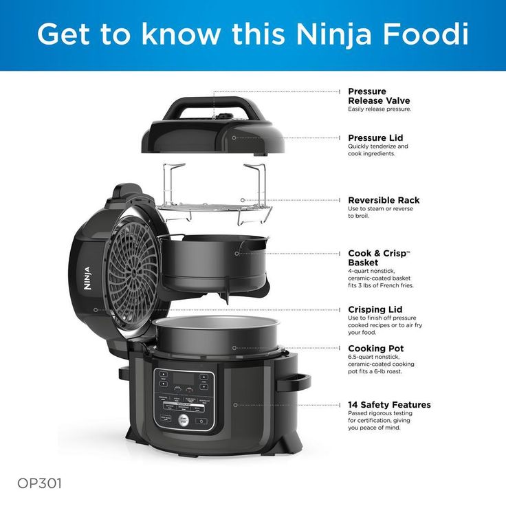 Foodi 6.5 Qt. Black Stainless Electric Pressure Cooker with Tender Crisp Technology