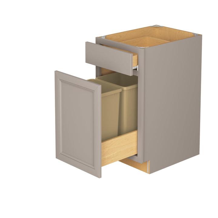 Diamond NOW Wintucket 18-in W x 35-in H x 23.75-in D Cloud Gray 1-Drawer Pull-out Wastebasket Base Fully Assembled Cabinet (Recessed Panel Square Style)
