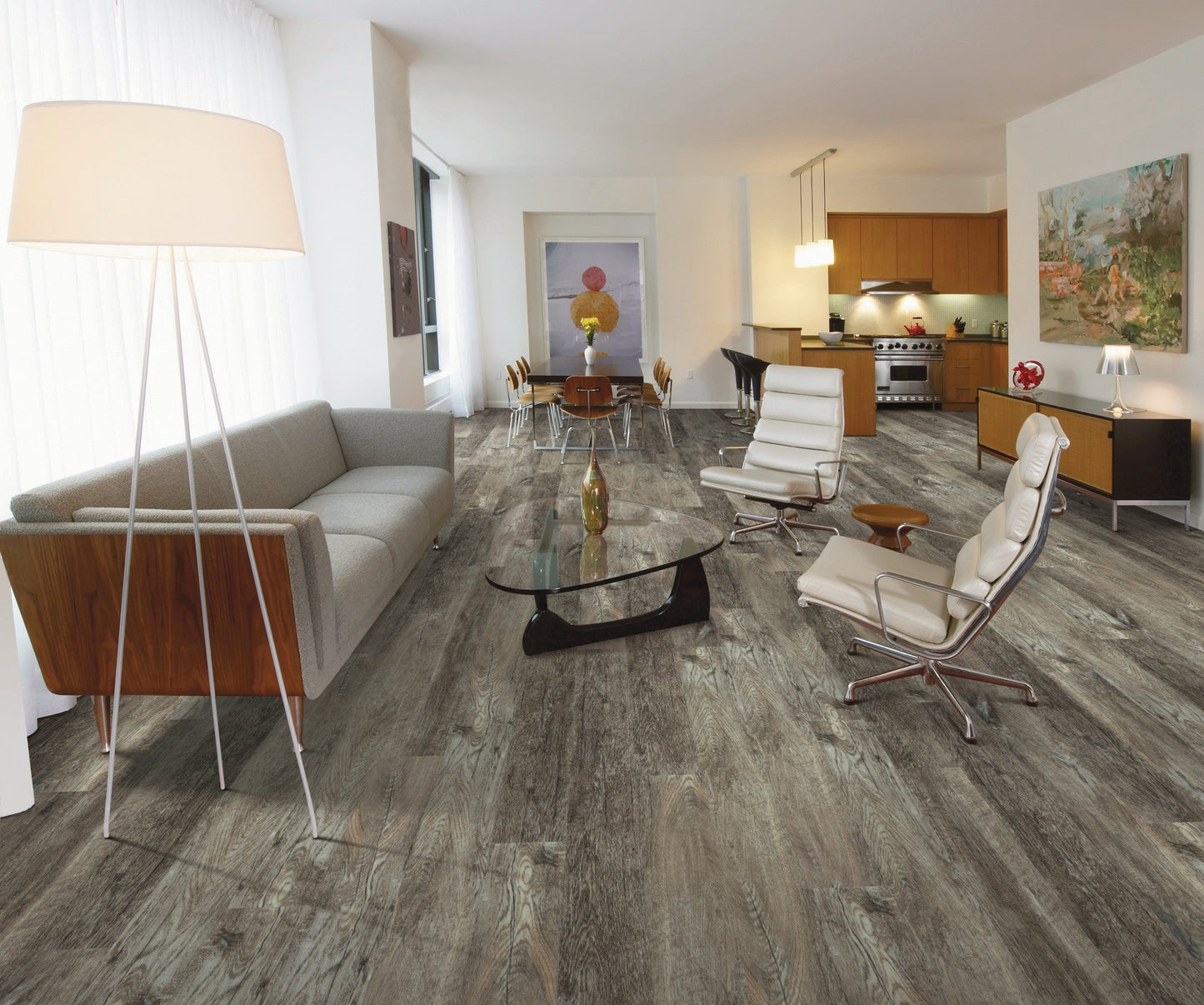 Shaw Newcastle Fortress Gray 12-mil x 7-in W x 48-in L Waterproof Interlocking Luxury Vinyl Plank Flooring (18.67-sq ft/ Carton)